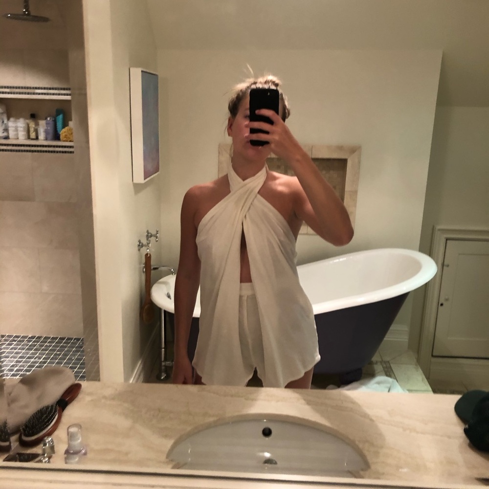 Free People linen cut out romper